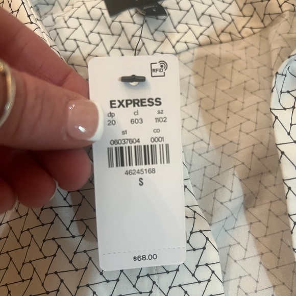 Express Men's White Patterned Shirt Brand New with Tags Slim Fit - Picture 3 of 4